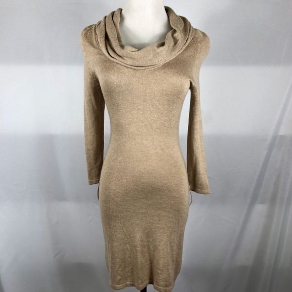 BCBGIRLS Tan Cowlneck Bodycon Sweater Dress - Picture 5 of 6